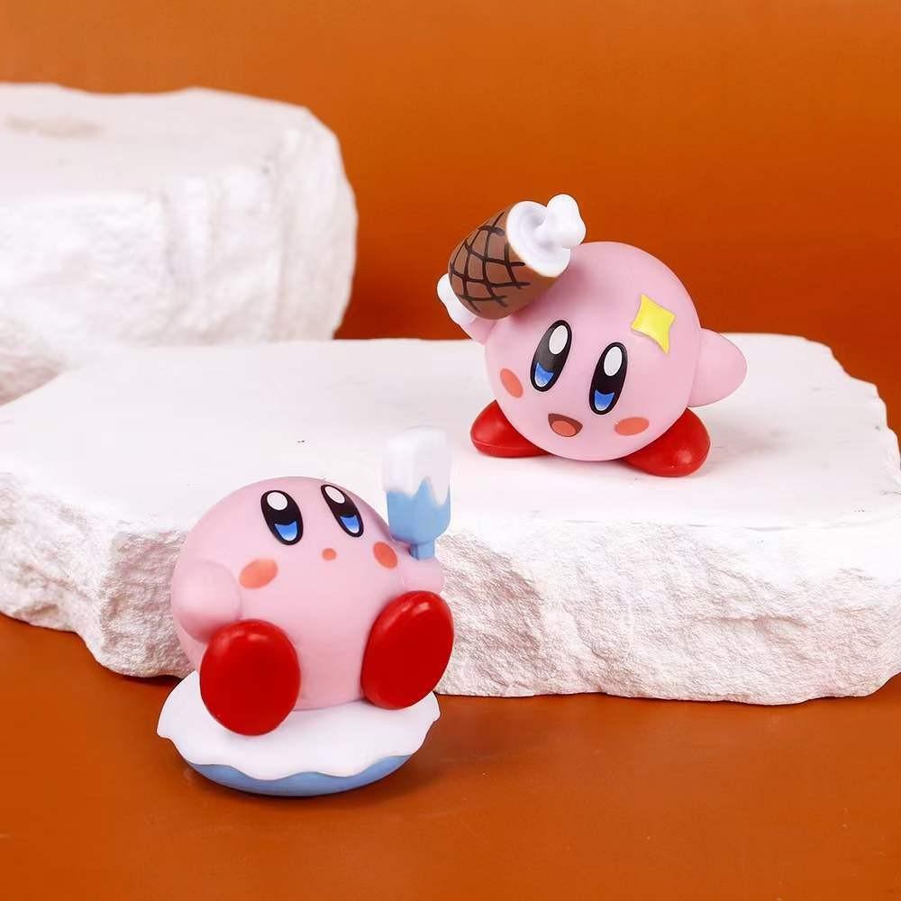 Kirby Cute Cartoon Burger French Fries Chef Style Food Series Model Set Ornament