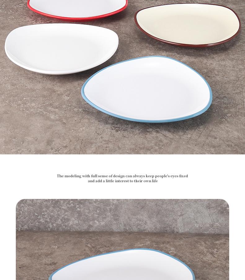 Melamine Porcelain Triangular Plate for Hot Pot & BBQ Restaurant Use