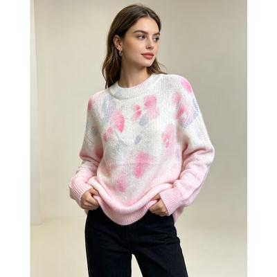 2026 Autumn Women Colorful Sweaters Knitting Basic Fashion O-Neck Style Loose Pullover Sweater