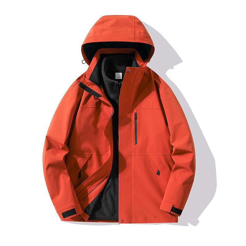 

Unisex Vermilion Red 3-in-1 Waterproof & Windproof Hiking Jacket with Fleece Lining for Spring and Autumn L