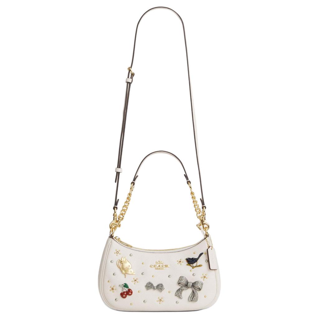 Coach Teri 25 Pin Decoration Leather Crossbody Shoulder Bag Medium Women Bags Chalk-White CCE87-IMCHK