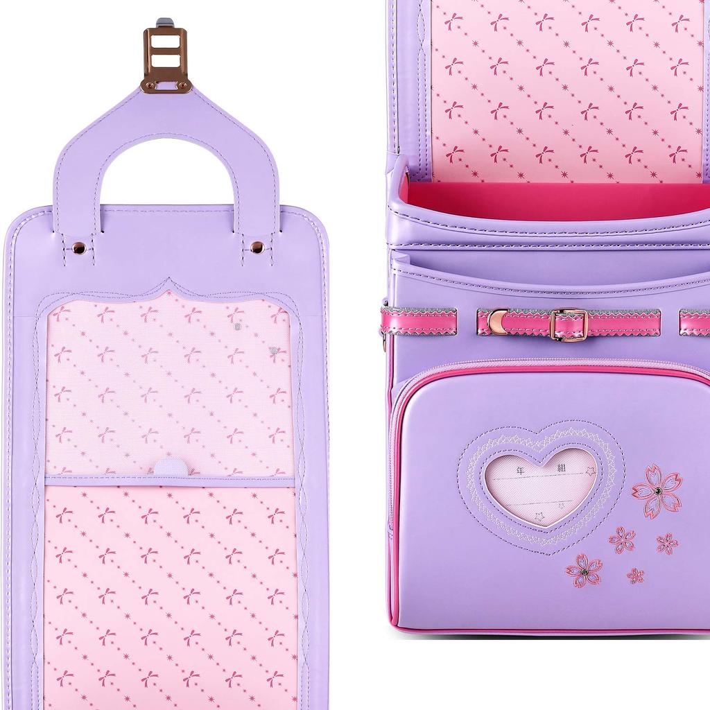 Coulomb Sakura Beautiful School Bag for Perfect for Elementary School Luxurious Sakura Shiny Pearl Durable Gift Available in 5 Colors Model,