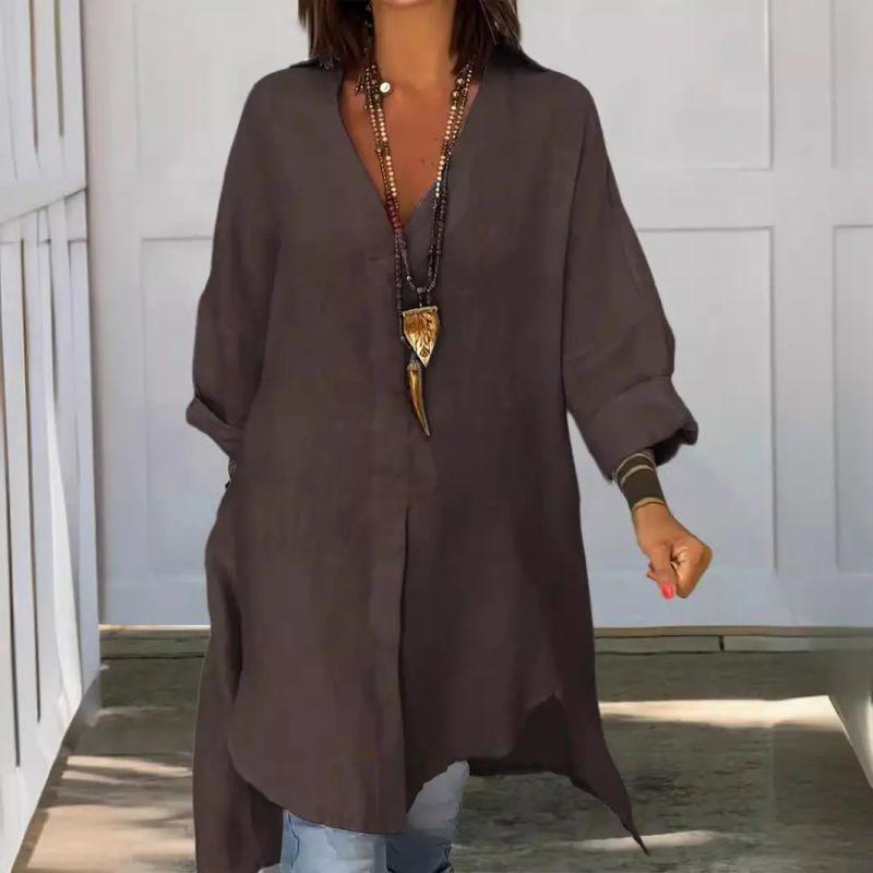 European and American Summer Women Casual Split Loose Shirt Dress Split Loose Shirt Skirt
