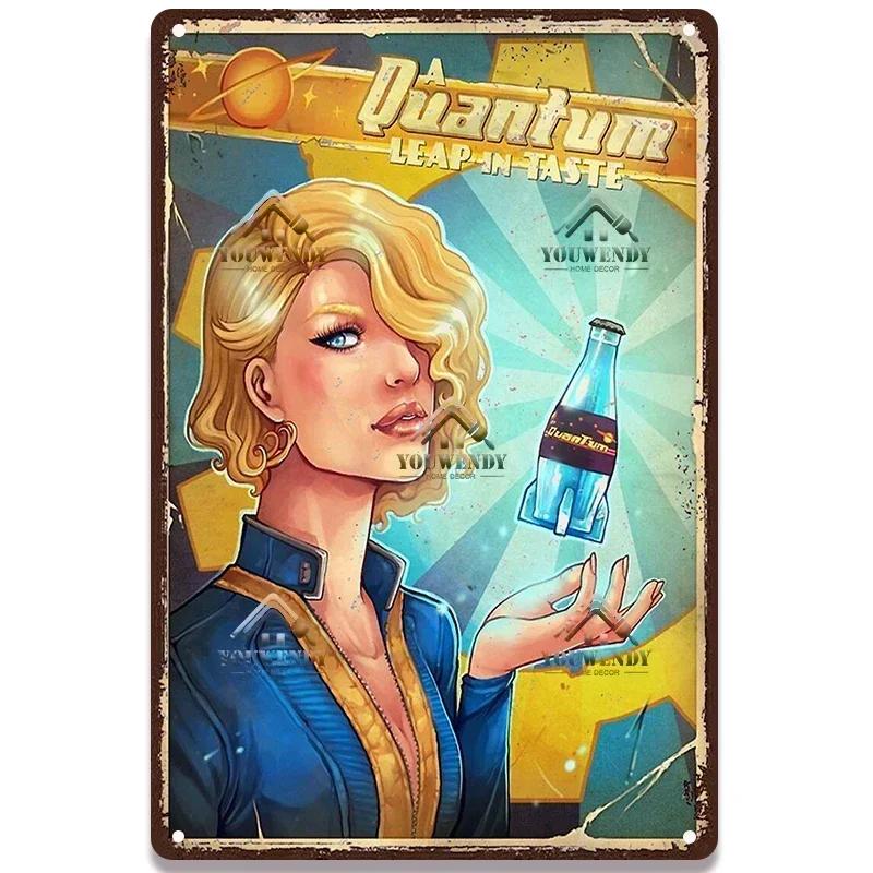 Nuka Cola Drink Posters Metal Sign - Ultimate Wall Decor for Pub Gaming Vibes, Retro Game-Themed Metal Art