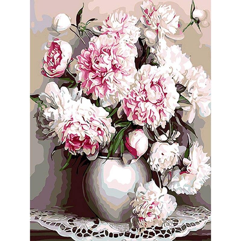 5D Diamond Painting Flowers Full Round Drill New Arrival Mosaic Diamond Embroidery Vase Painting Rhinestone Home Decor