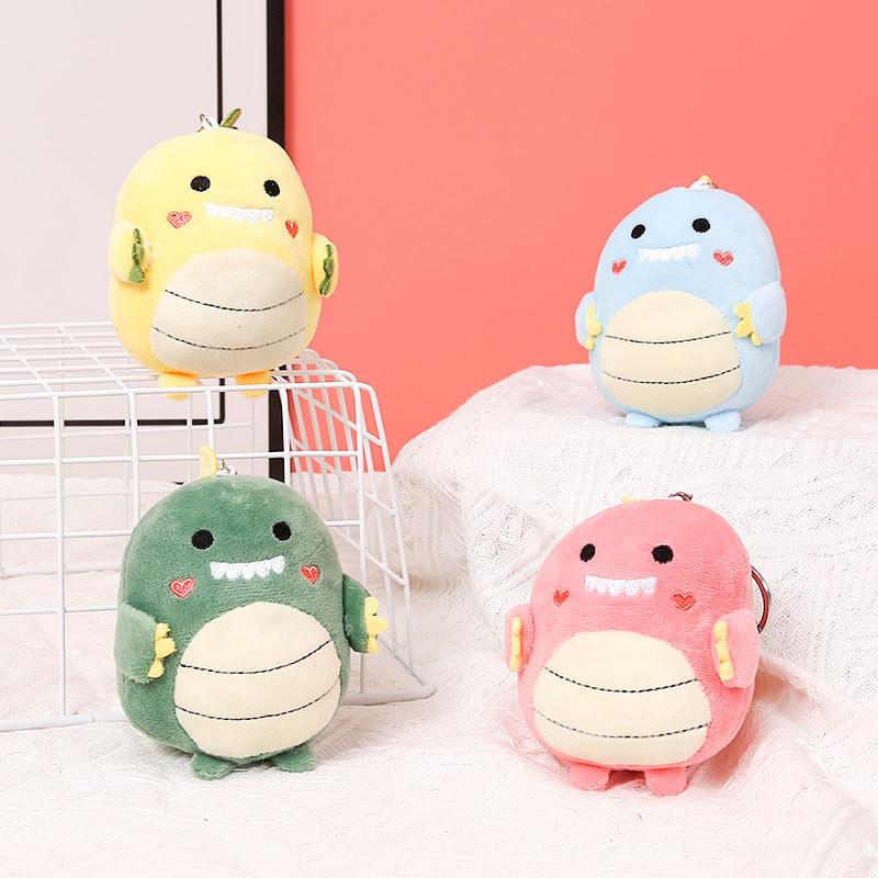 Adorable Plush Dinosaur Keychain Cute Fat Ball Dinosaur Backpack Accessory Soft Pp Cotton Stuffed Animal
