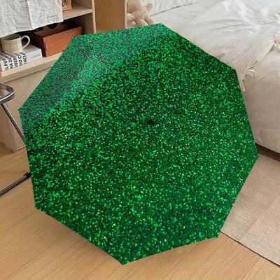 1pc Glitter Green Pattern Umbrella Design Automatic Opening and Closing Umbrella, High-quality Travel Umbrella, Lightweight and Portable, -23