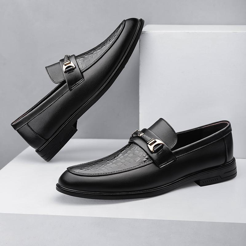 High Quality Black Loafers Men Shoes Luxury Brand Thick Soled Business Shoes Casual Genuine Leather Slip On Comfortable Shoes
