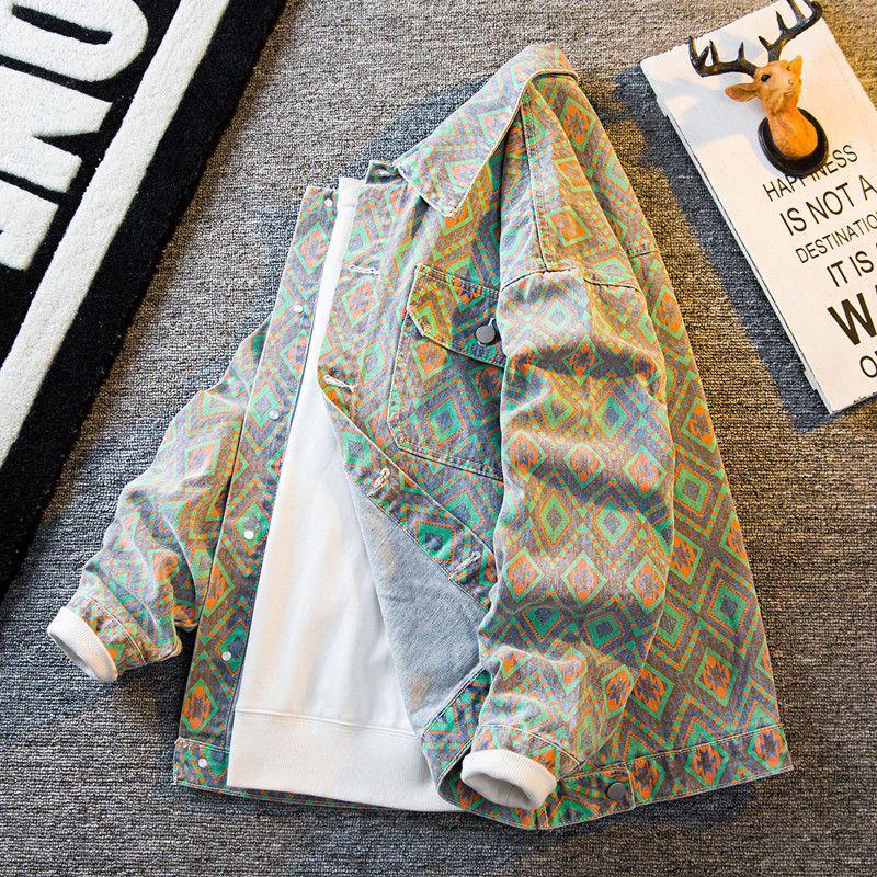 

Men s Heavyweight Zebra Print Velvet-Lined Denim Jacket - Warm Outerwear for Autumn/Winter XL (138-152 lbs)