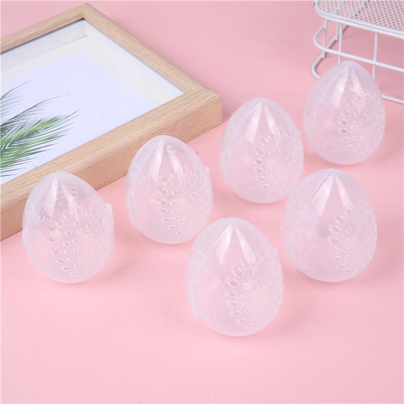 2pcs Egg-Shaped Makeup Sponge Holder-Transparent Pink Portable Travel Organizer with Ventilation Holes,Compact Bathroom Storage