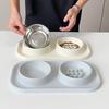 Small Medium Dog Silicone Bowl Anti-knockover Slow Food Plate Stainless Steel Pet Double Bowl