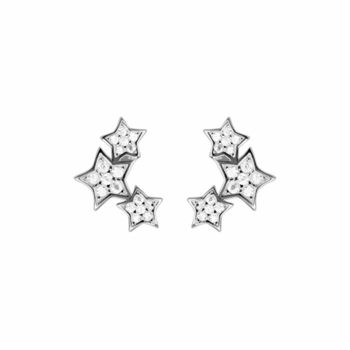 Boucles d'oreilles Luxenter famille en argent 925 et zircon brillant rhodié