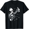 Music & Cats Lover Treble Clef Funny Cat Music Notes T-Shirt