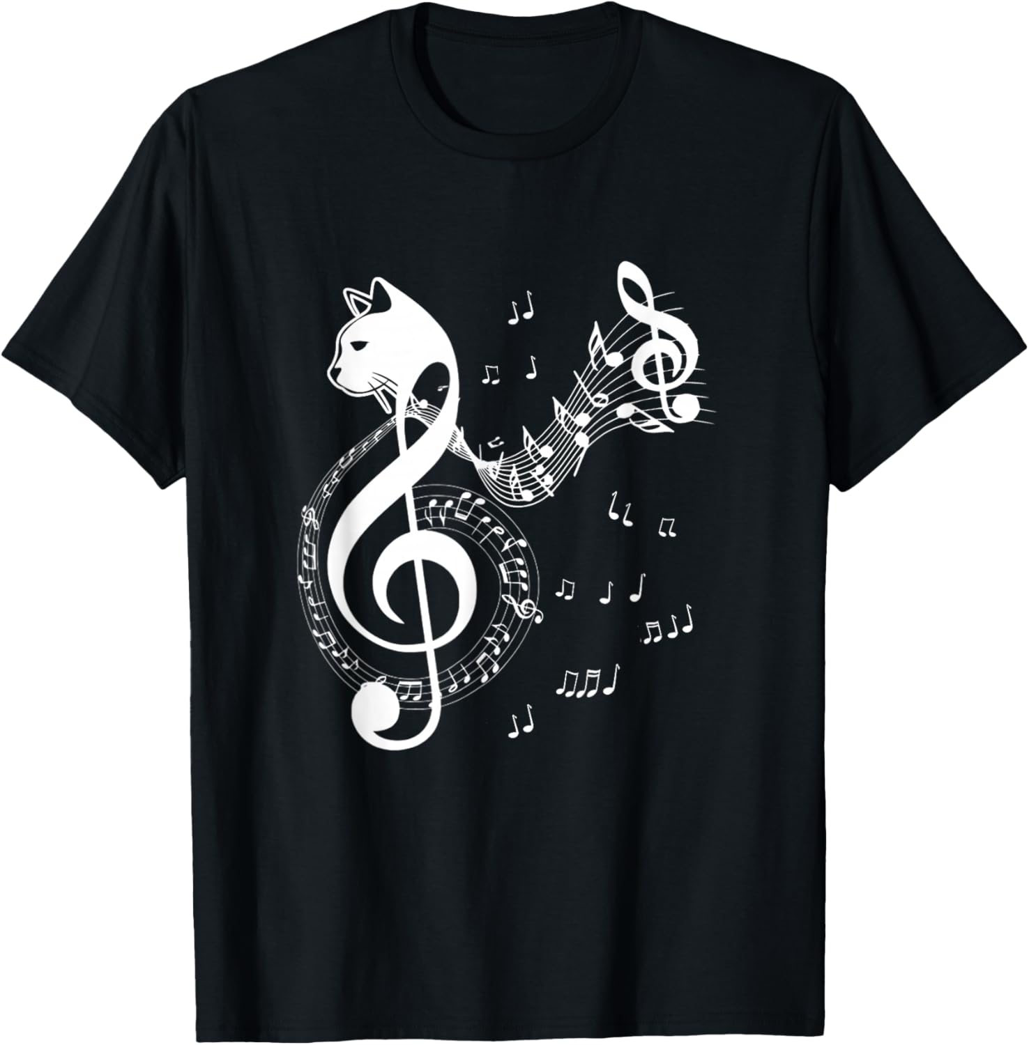 Music & Cats Lover Treble Clef Funny Cat Music Notes T-Shirt S разноцветный