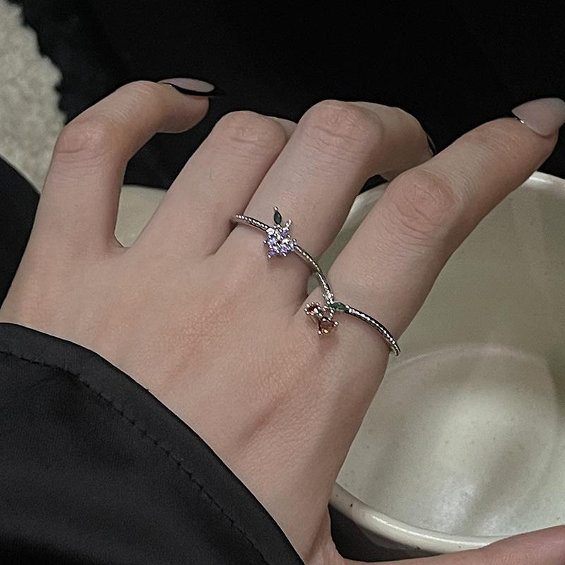 French Open Ring Female Niche Design Light Luxury High Sense Fashion Personality Fruit Simple Ring Female
