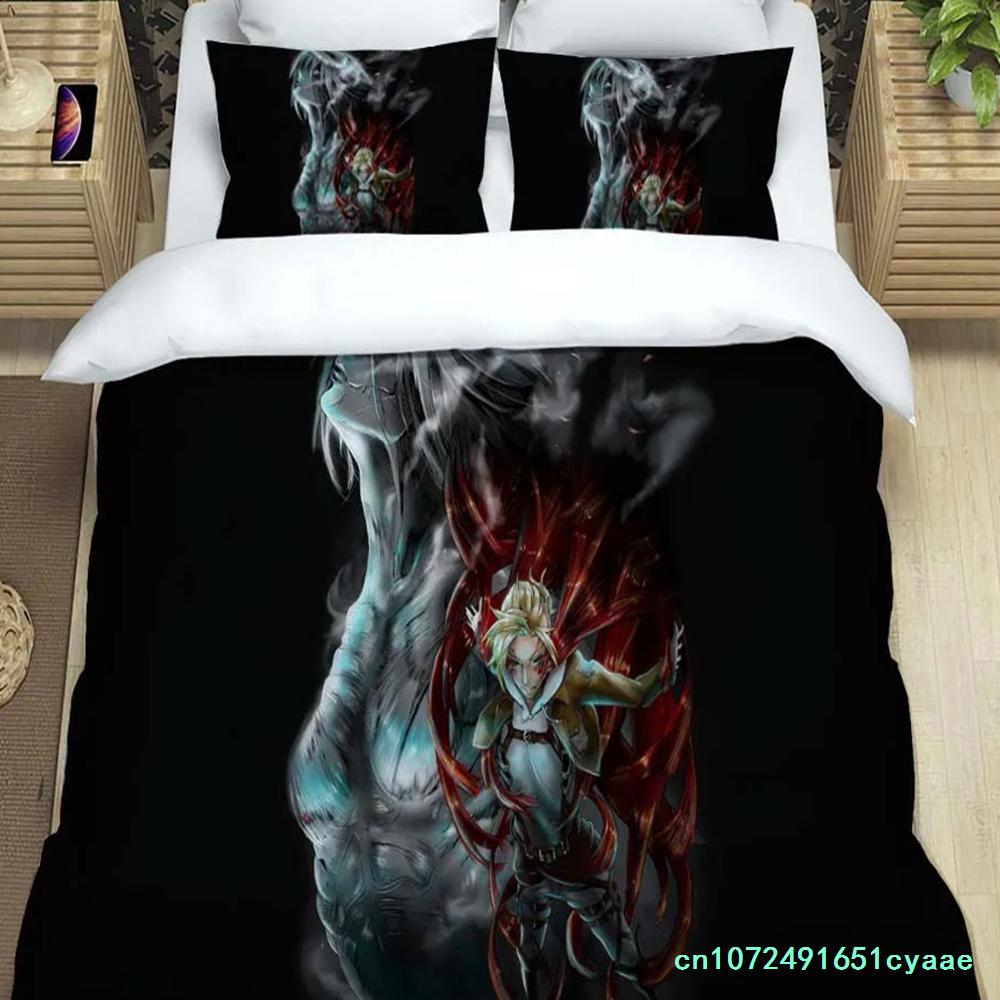 Attack On Titan Printed Polyester Bedding Bedding Set Quilt Cover Pillowcase Soft And Comfortable Customizable