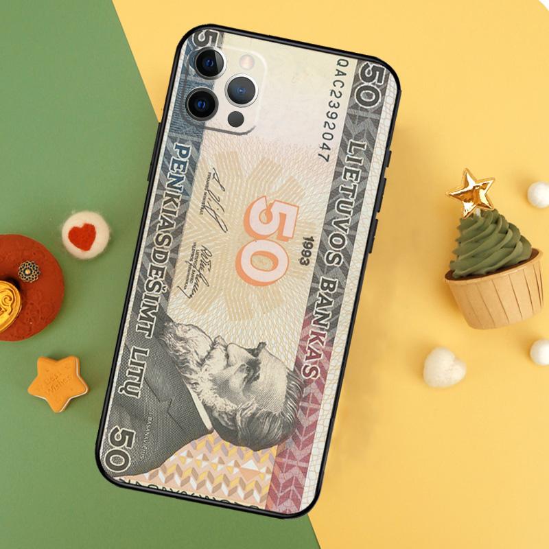 Lithuania Litas Money Cover For iPhone 16 15 14 13 12 11 Pro Max Plus Mini 7 8 X XS Max XR Phone Case