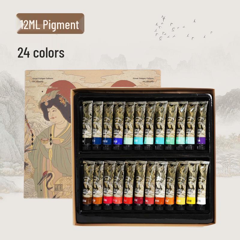 Rubens Han Series: Solid Chinese Painting Pigments In 12, 18, or 24 Colors for Landscape, Ink Wash, and Gongbi Art.