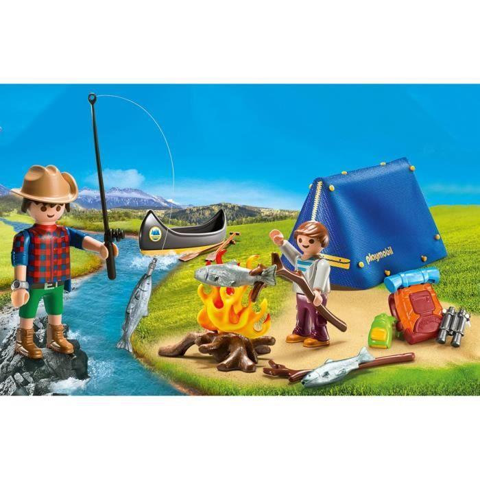 PLAYMOBIL 9323 Valisette Campeurs, Sports Et Action, 2 Personnages, Tente, Canoë Et Accessoires, 32 Pièces, Dès 4 Ans