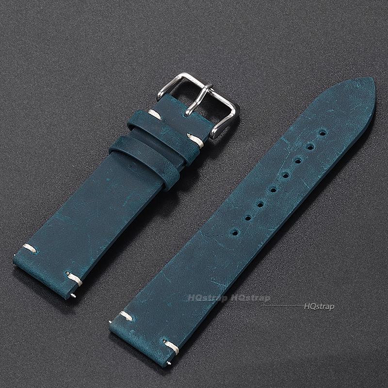 Cinturino Orologio in Pelle Fatto a Mano 18mm 20mm 21mm 22mm 24mm Braccialetto Morbido Vintage Cinturino Orologio in Pelle di Vacchetta per Smartwatch Seiko