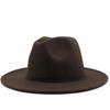 Kaffeerot Patchwork Wollfilz Jazz Fedora Hut Damen Unisex Breite Krempe Panama Party Trilby Cowboy Cap Herren Gentleman Hochzeit Hut XL