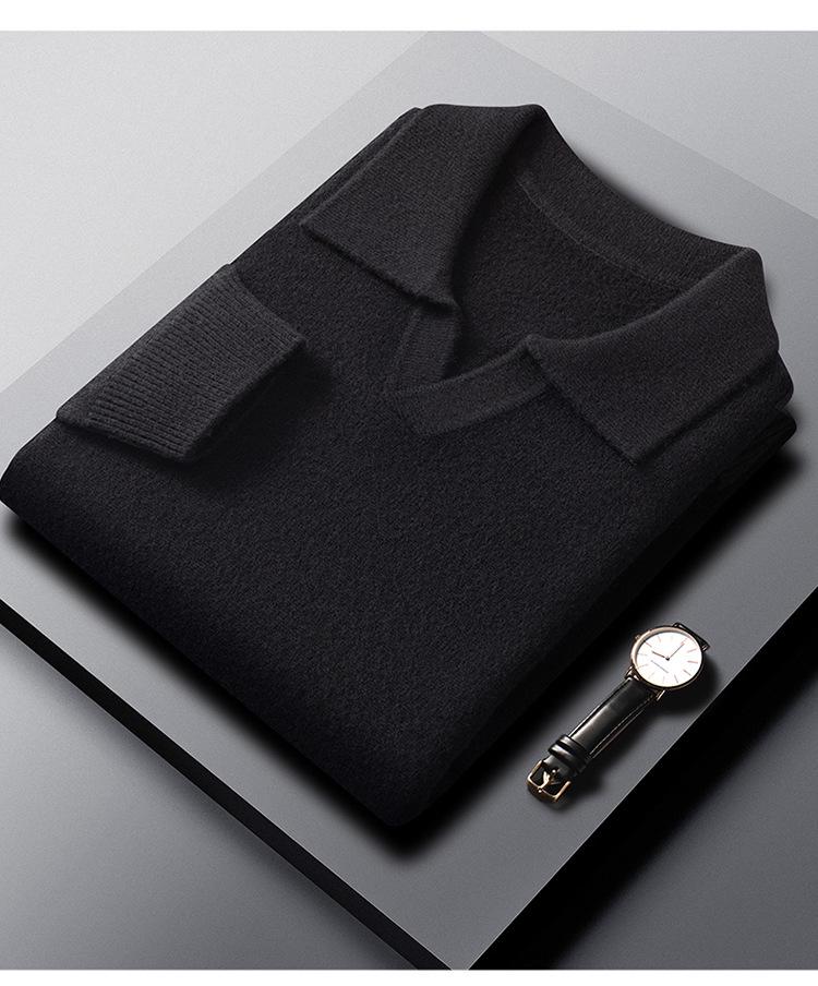 Herren Leichter Luxus Wollpullover mit Möwenkragen - Winterlich Warm Modischer Gestrickter Basisschicht