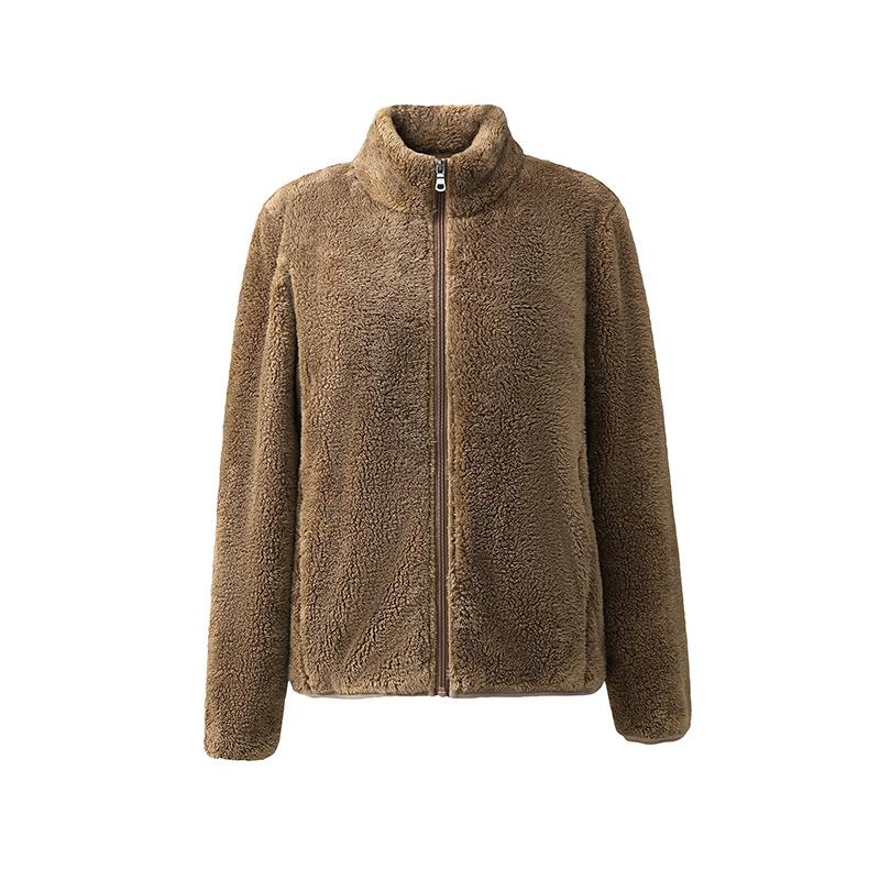 Autumn and Winter Thickened Double-sided Coral Fleece Jacket Women's Fleece Warm Fleece Flannel Long-sleeved Large-size Plush Liner