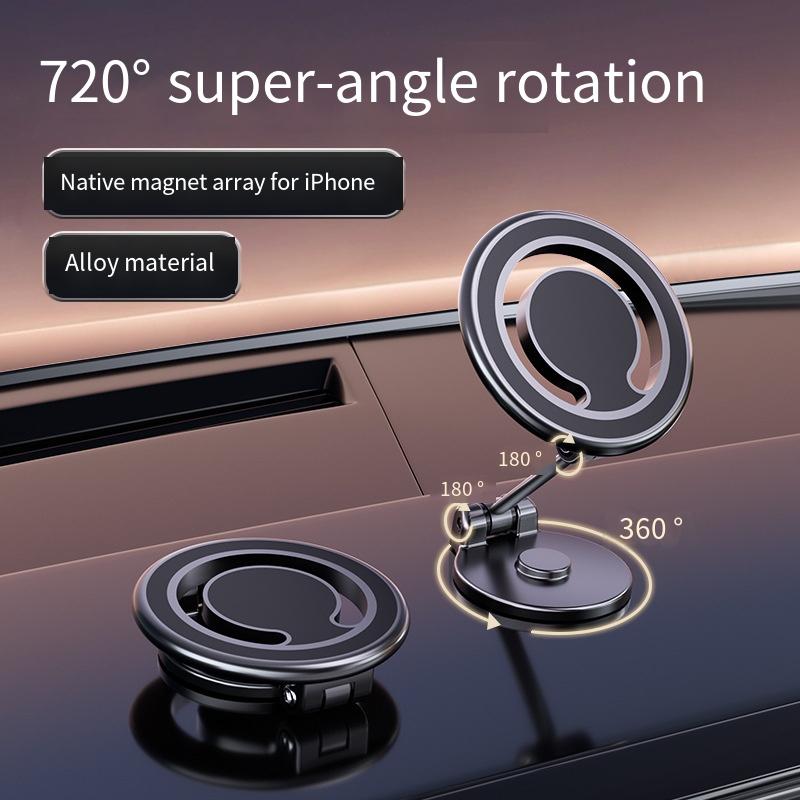 1PC Magnetic Folding Car Mobile Phone Holder 360 Degree Rotating Instrument Panel Paste Navigation Rack