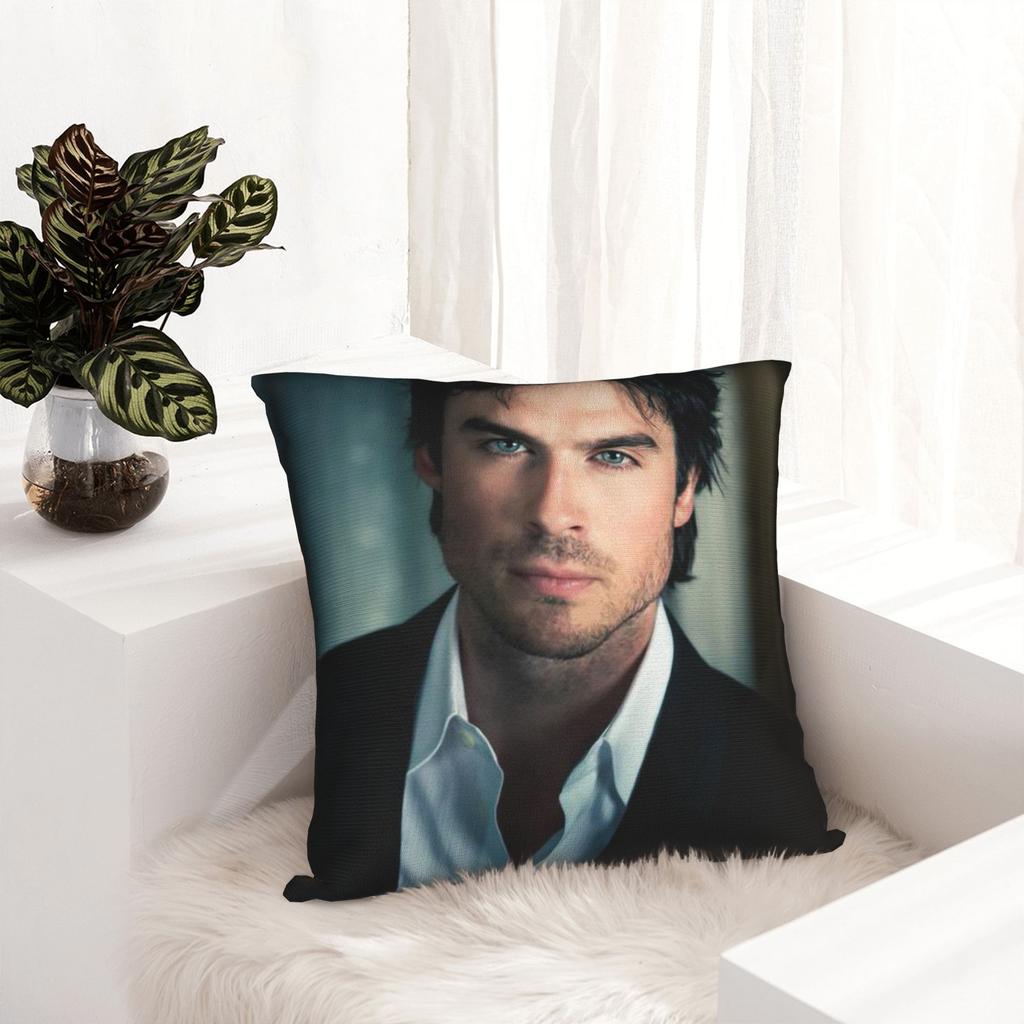 Federa per cuscino Ian Somerhalder Stampa fronte-retro Copricuscino Decorazione Damon Salvatore Paul Wesley Federa per cuscino da lancio