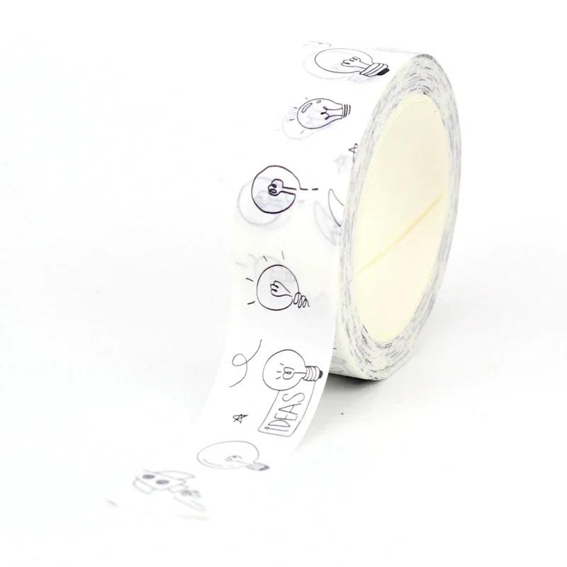 NEW 1PC 10M Decorative Black and White Japanese Washi Tape Set DIY Journaling Adhesive Moon Masking Tape Cute Stationery