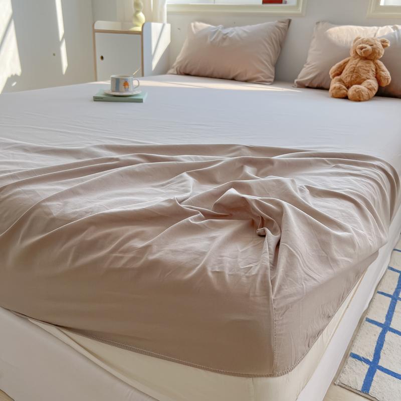 2024 New A-class Solid Color Good Quality Grid Washed Cotton Bed Sheet, Single Piece Fully Enclosed Non Slip Bed Sheet, Bed