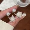 A two-wear design fireworks pearl stud earrings for women's 111 silver needles, exquisite temperament and fashionable front and rear earrings