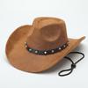 European, American and Western Cowboy Hat Suede Jazz Hat Belt Accessories Felt Hat Tibetan Big Edge Casual Top Hat