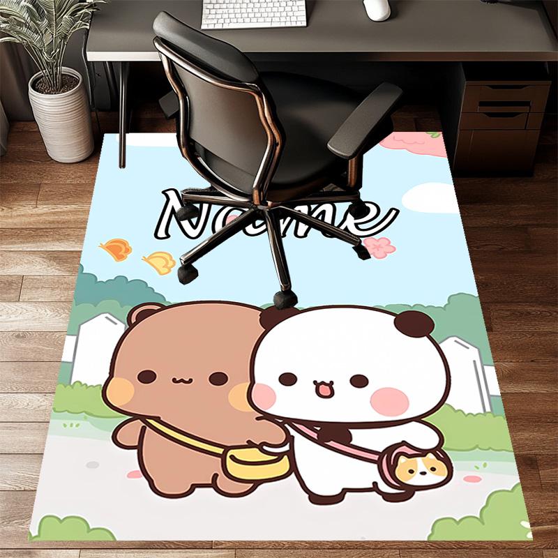 Custom Yier BuBu Bear Mat Personalized Name, Polyester Washable Indoor Entryway Rug, Gift for Christmas, Easter, Thanksgiving Day