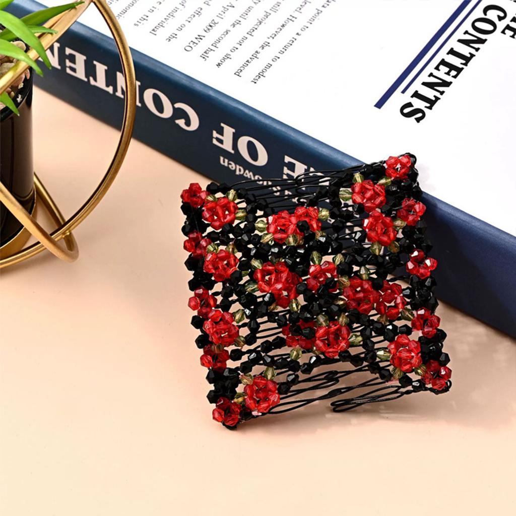 Damen Magischer Elastischer Haarkamm 2-reihiger Magischer Dehnbarer Haarkamm für Geburtstag Bühnenparty Frisur