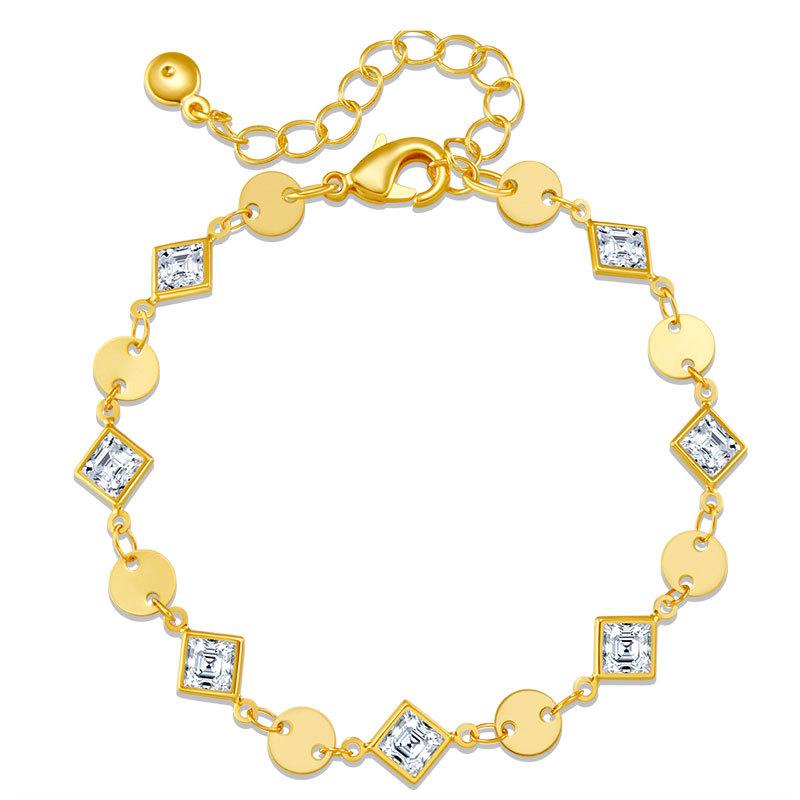 Geometric Rhombus Chain Bracelet Small Round Piece Fashion Jewelry For Women