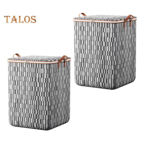 

2 шт. прочные сумки для хранения одежды с укрепленными ручками, большой вместимости, с двойной молнией, для одеял, игрушек, органайзеров, корзин для белья M 2pcs