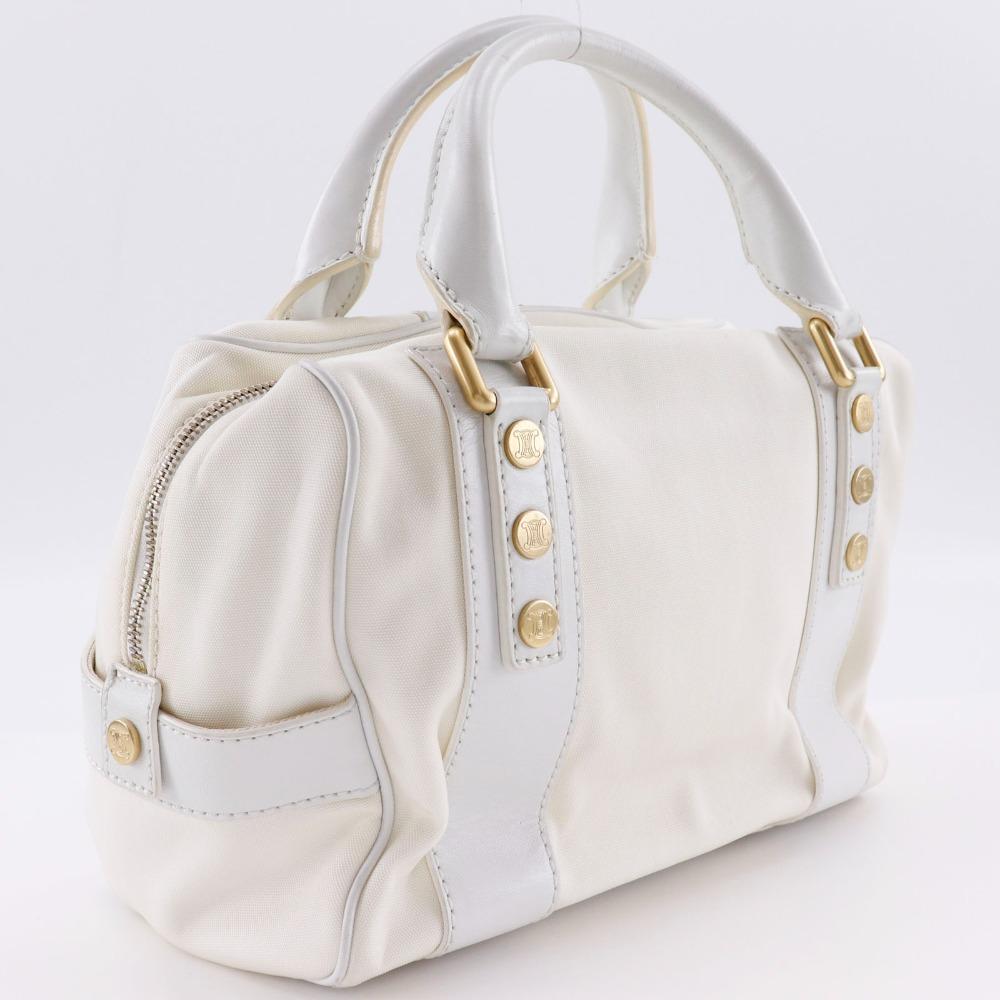 Celine Mini Boston Handtasche 2004 Olympische Spiele Athen Limited Weißes Nylon-Canvas/Leder Damen Gebraucht
