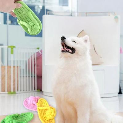 Rope Flip-Flop Pet Toy Cotton Rope Dog Chew Toy Slipper Shape Puppy Teething Toy for Dogs Teeth Cleaning And Boredom Relief