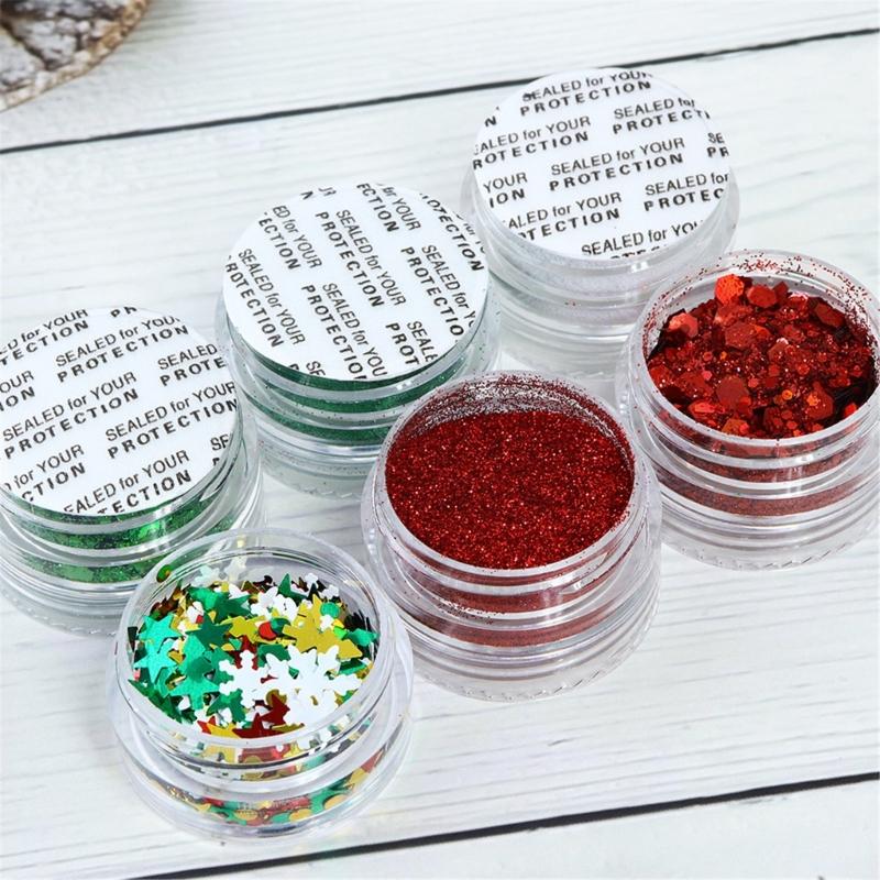 Snowflake Nail Art Glitter Christmas Nail Sequins Flakes 3D Snowflake Glitter for Acrylic Nail Design Christmas Powder