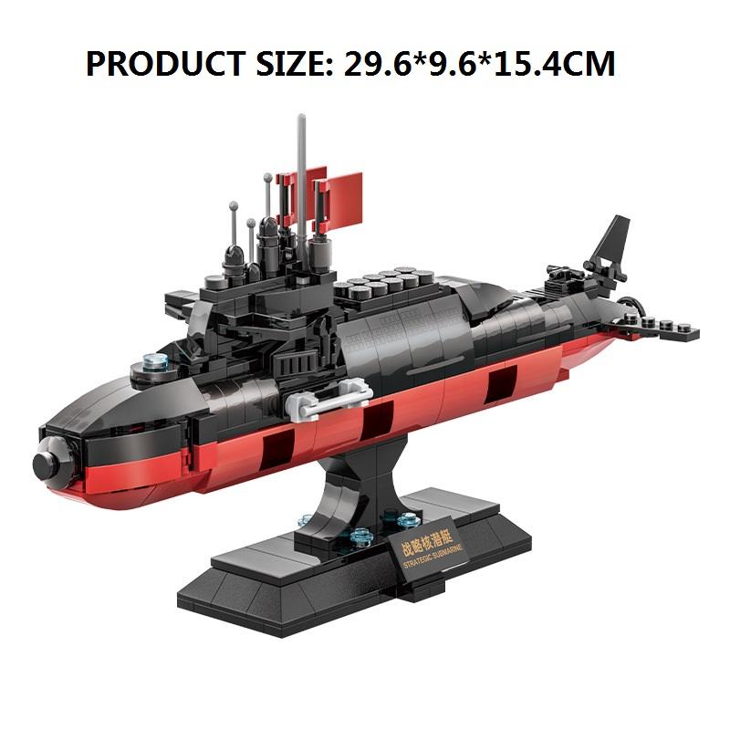 Non-Toxic 389Pcs Type 094 Strategic Nuclear Submarine Jin-Class Batis Bricks Building Blocks Model Aircraft Carrier Warship Bricks Toys