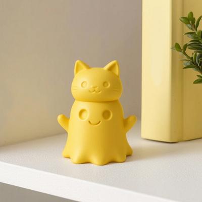 3D Print Ornaments, Cat Ghost Shape, Add Halloween Atmosphere Desktop Decoration, Figurine for Home Office