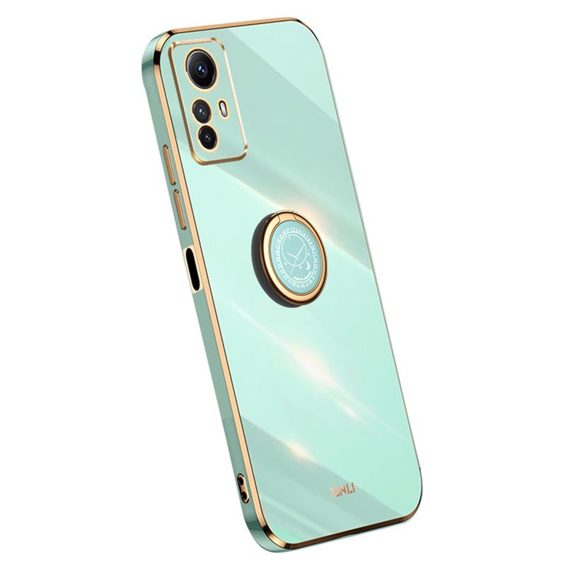 

XINLI For Xiaomi Redmi Note 12S 4G Ring Kickstand TPU Phone Cover Electroplated Phone Case Cyan