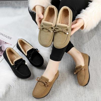 Women's 2024 Cotton Slip-On Shoes: Plus Velvet, Warm, Flat, Casual for Autumn/Winter