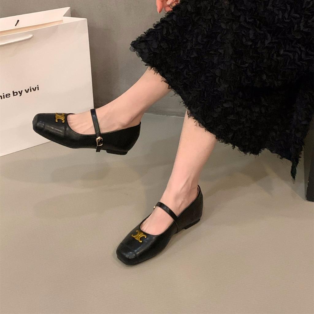Inner height increase black commuter single shoes women's shoes 2025 new spring and autumn French Mary Jane with skirt evening shoes