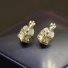 European and American personalized three-sided crystal three-dimensional earrings, yellow gray crystal gold-plated earrings, no earrings, earrings, ve