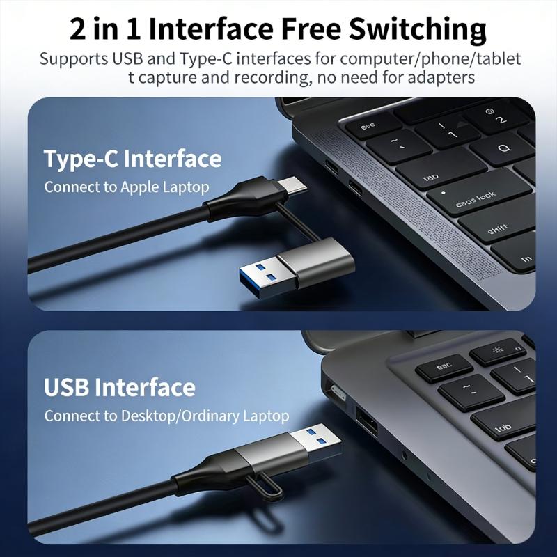 Portable 4K Video Capture Card USB3.0 Technology and Double Interfaces Design for Streaming Recording and Content Creation