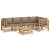 Vidaxl 6-Cz. Garden Furniture Set, Taupe Colored Cushions, Bamboo