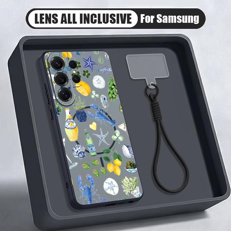 Custodia a Tema Oceano Estivo Per Samsung S26 Ultra S25 FE S24 S24 Plus A57 A37 A17 A56 A36 A16 A55 A35 A15 A54 5G Cover Ibrida Magnetica Opaca