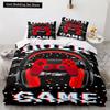 Game King Queen Duvet Cover 3D Black Game Handle Bedding Set for Kids Teens Boys Man Gamer Bedroom Decor Quilt Cover Pillowcase
